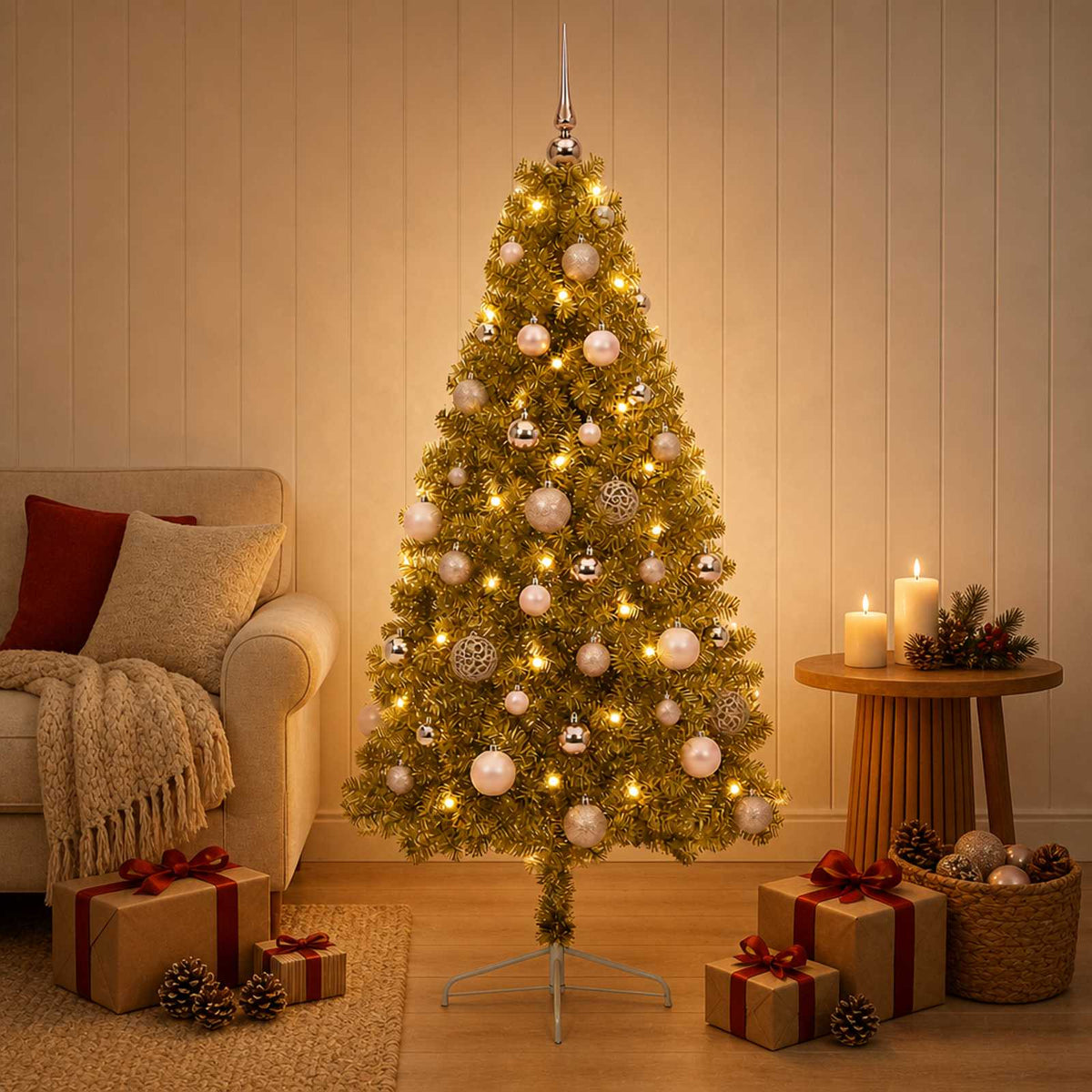 vidaXL Artificial Christmas Tree with Bauble 150 cm 150 LEDs