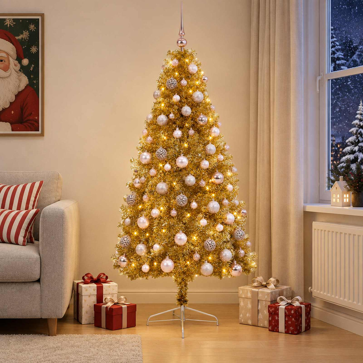 vidaXL Artificial Christmas Tree with Bauble 210 cm 300 LEDs