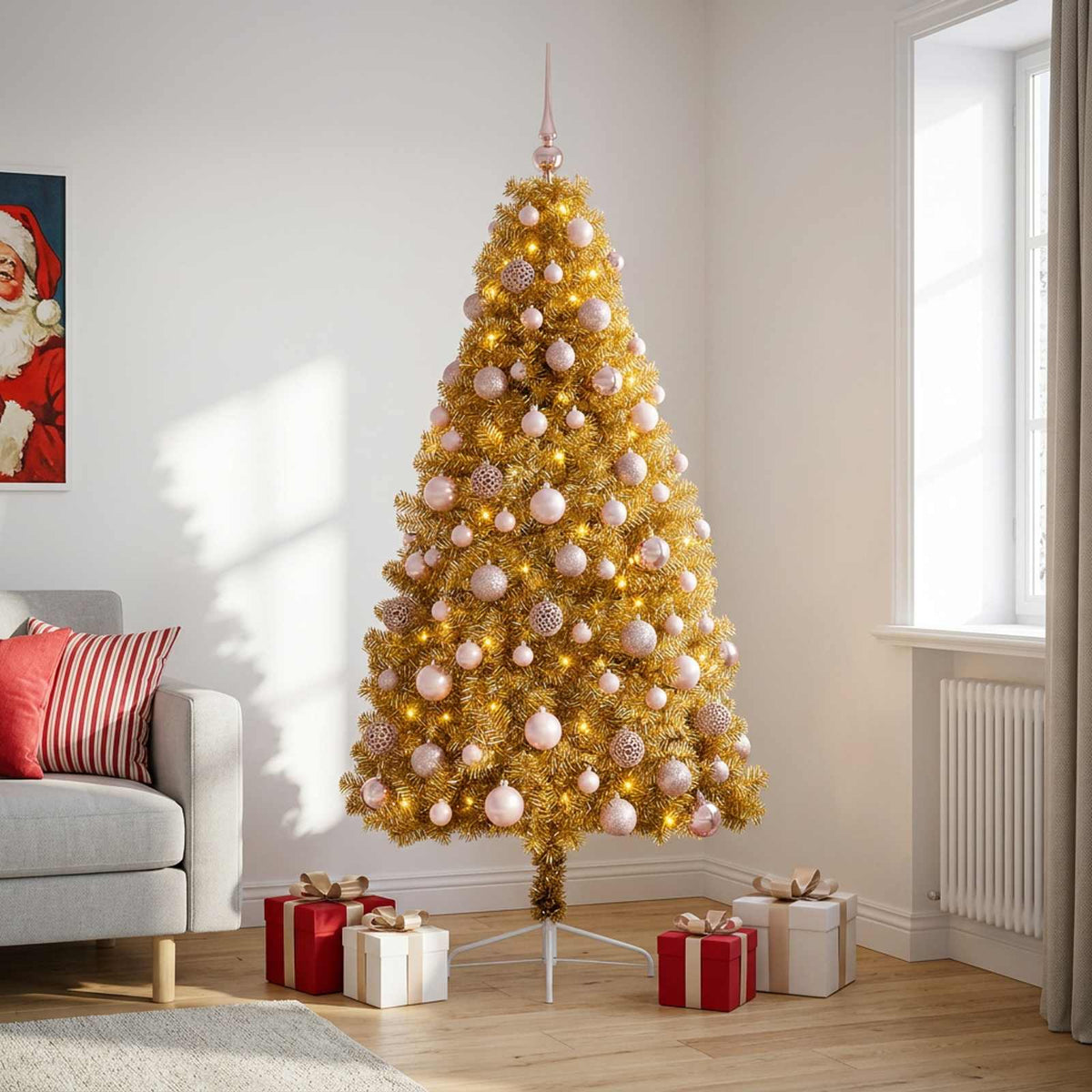 vidaXL Artificial Christmas Tree with Bauble 210 cm 300 LEDs