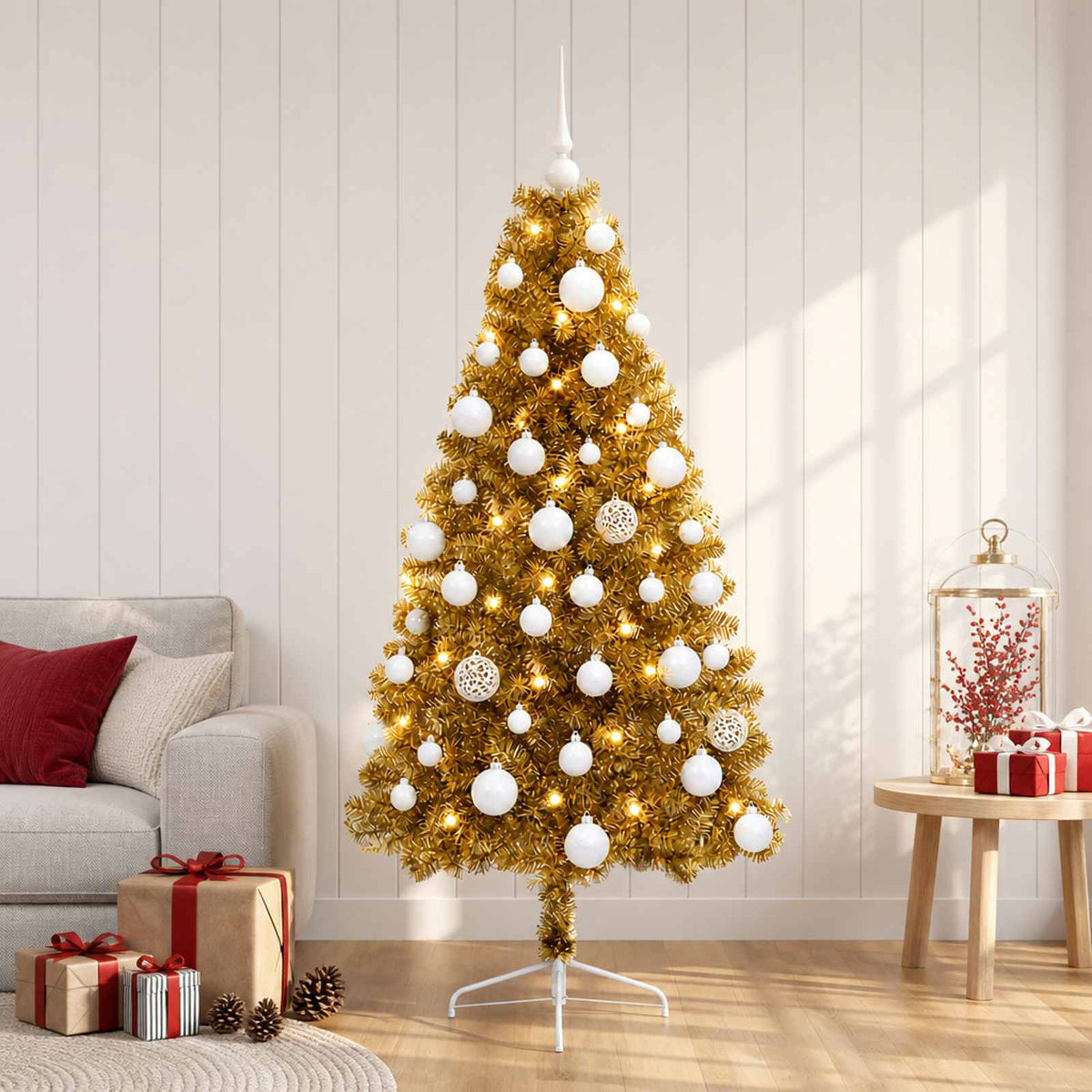 vidaXL Artificial Christmas Tree with Bauble 120 cm 150 LEDs
