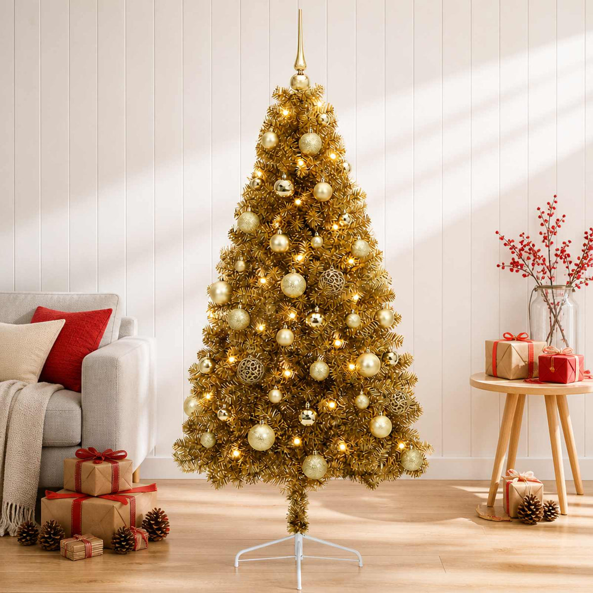 vidaXL Artificial Christmas Tree with Bauble 120 cm 150 LEDs