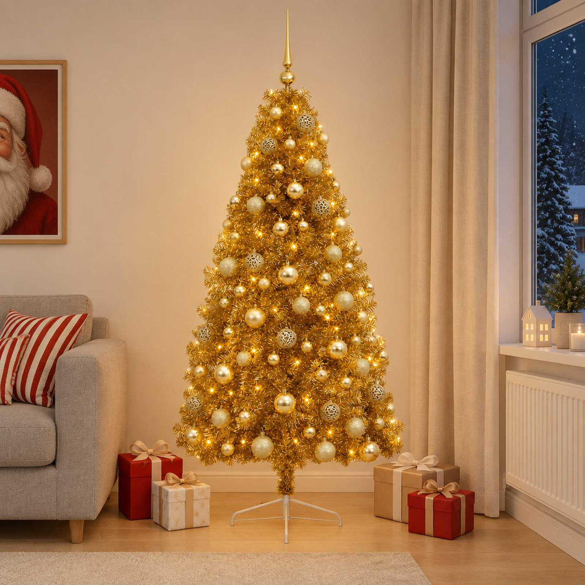 vidaXL Artificial Christmas Tree with Bauble 180 cm 300 LEDs