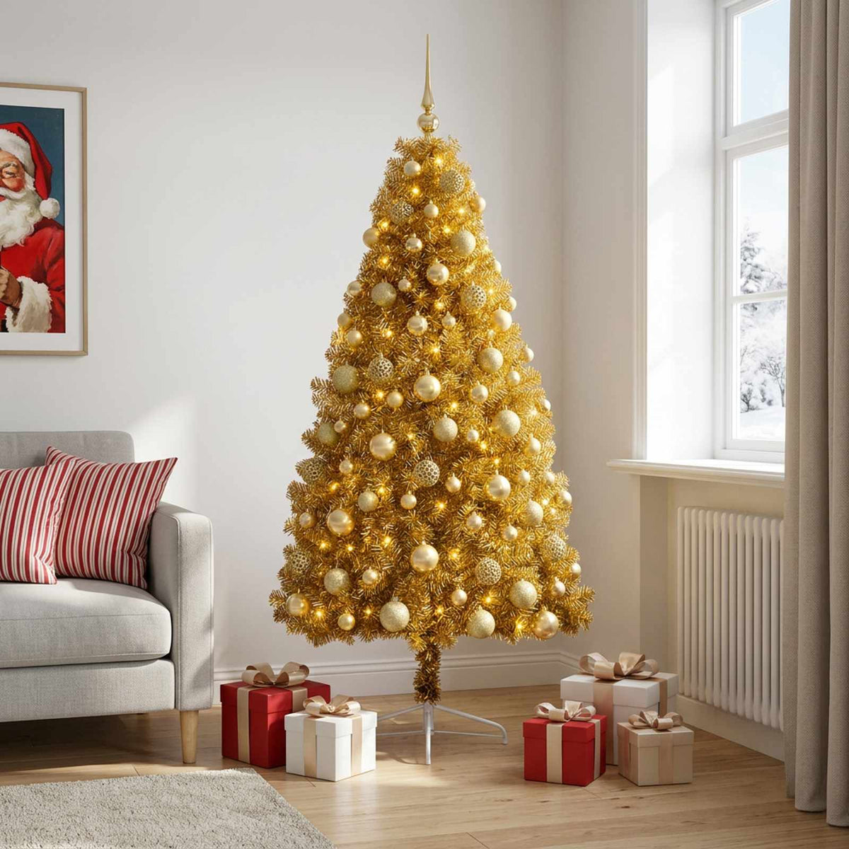 vidaXL Artificial Christmas Tree with Bauble 210 cm 300 LEDs