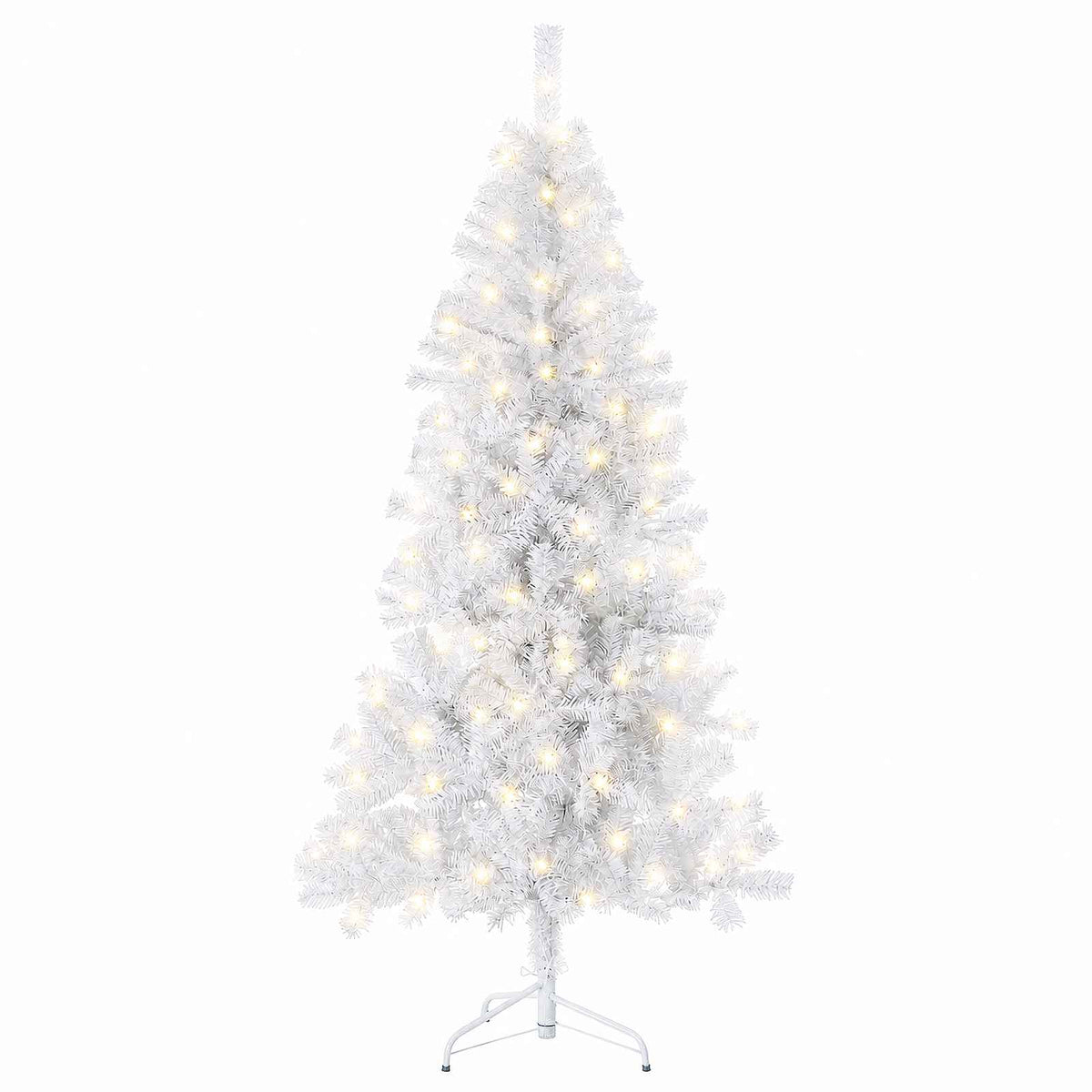 vidaXL Artificial Hinged Christmas Tree 120 cm 150 LEDs Warm White