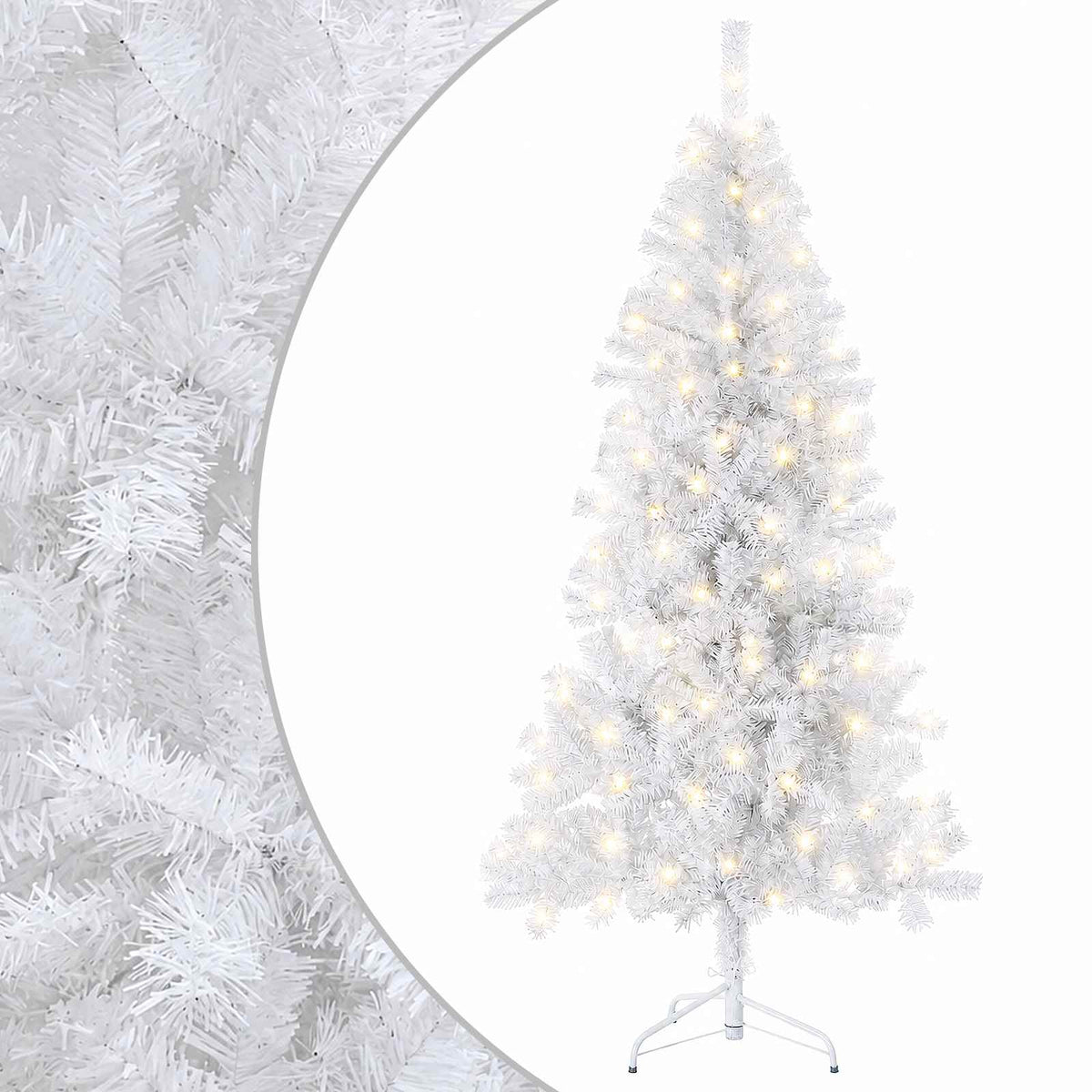 vidaXL Artificial Hinged Christmas Tree 210 cm 300 LEDs Warm White
