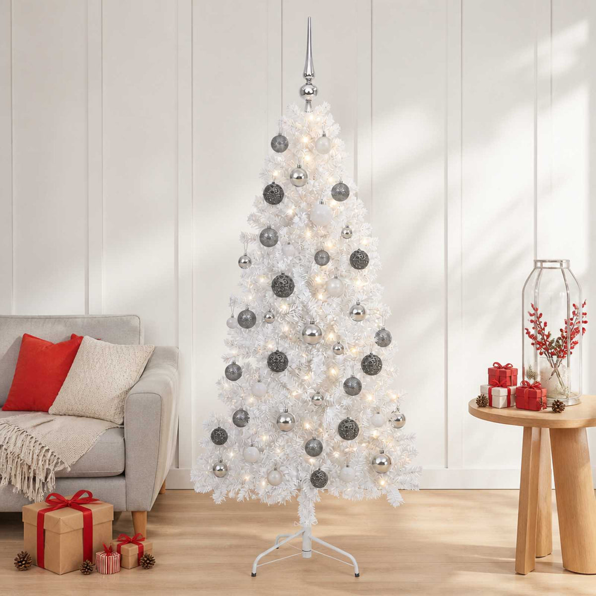 vidaXL Artificial Christmas Tree with Bauble 150 cm 150 LEDs