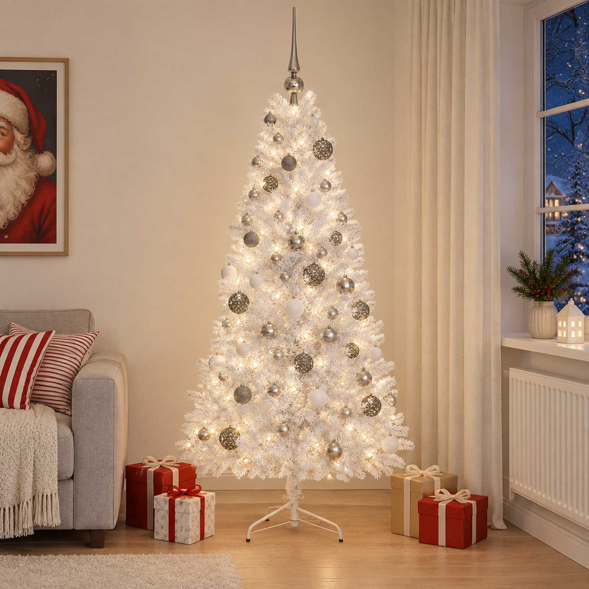 vidaXL Artificial Christmas Tree with Bauble 180 cm 300 LEDs