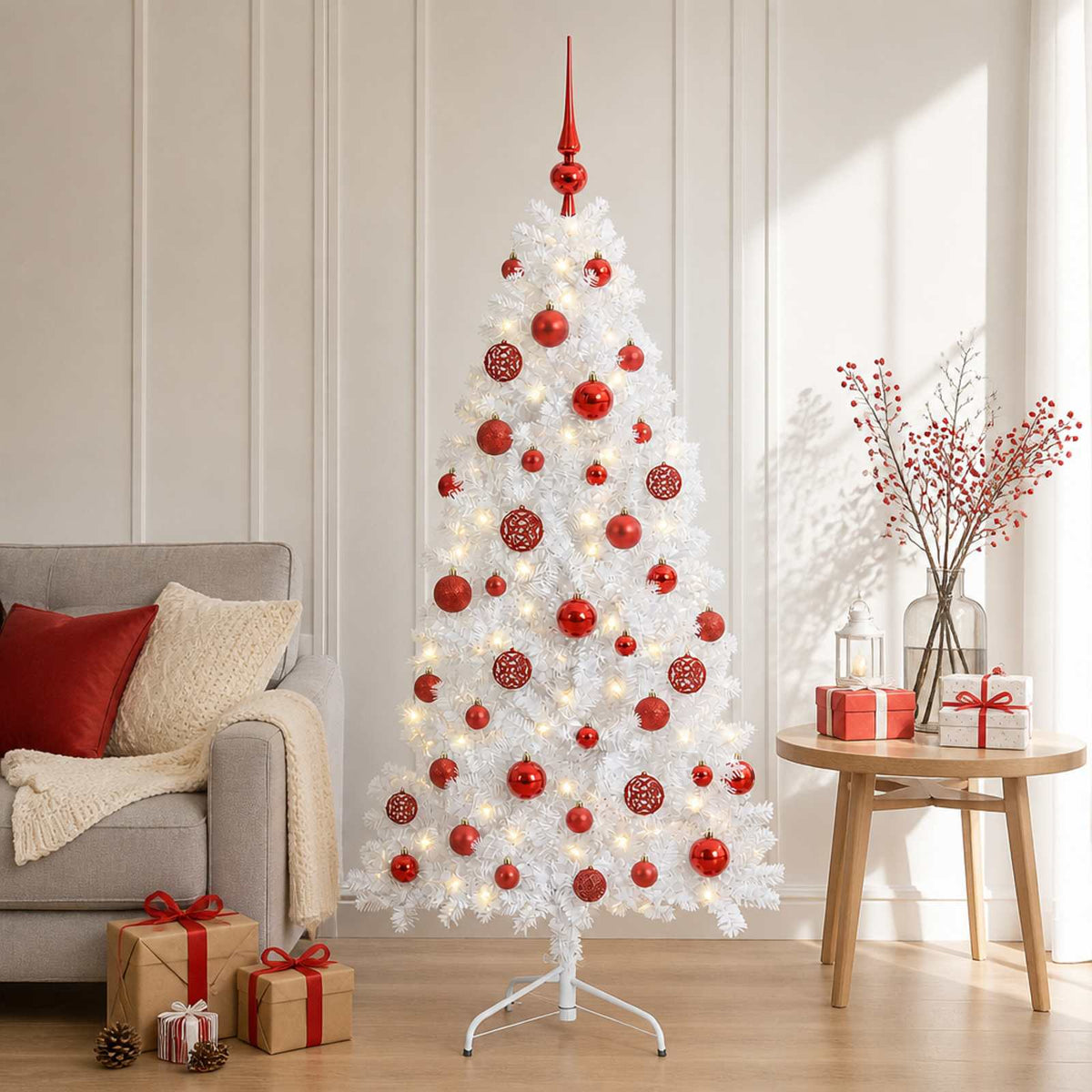 vidaXL Artificial Hinged Christmas Tree 150 cm 150 LEDs Warm White