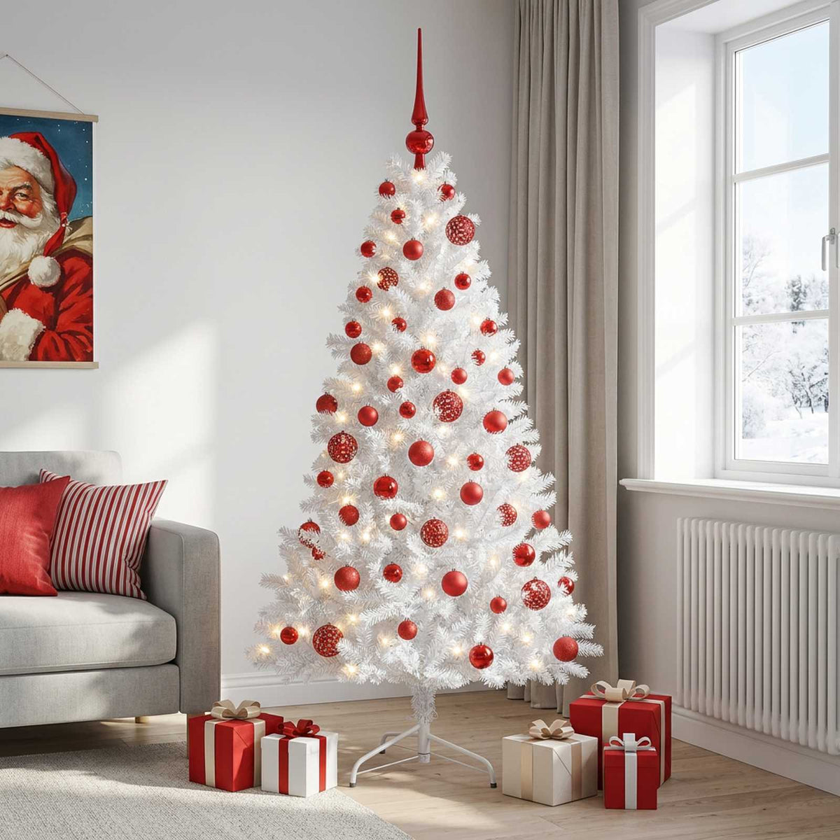 vidaXL Artificial Christmas Tree with Bauble 210 cm 300 LEDs