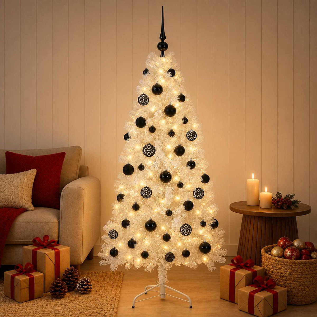 vidaXL Artificial Hinged Christmas Tree 150 cm 150 LEDs Warm White