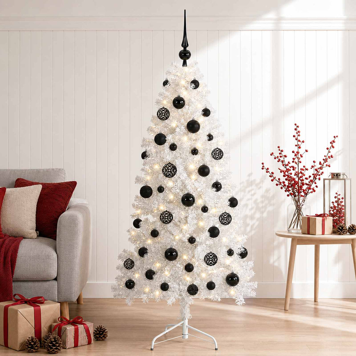 vidaXL Artificial Hinged Christmas Tree 150 cm 150 LEDs Warm White