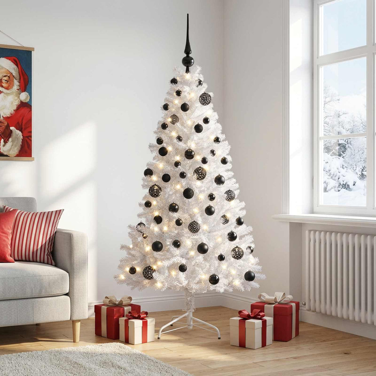 vidaXL Artificial Christmas Tree with Bauble 180 cm 300 LEDs