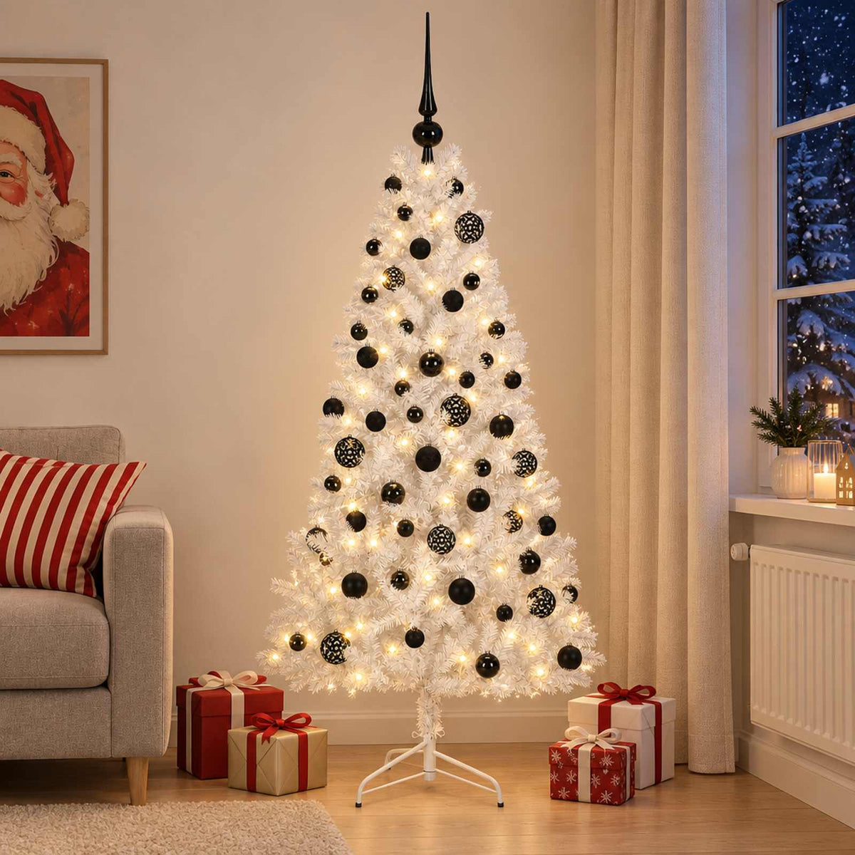 vidaXL Artificial Christmas Tree with Bauble 180 cm 300 LEDs