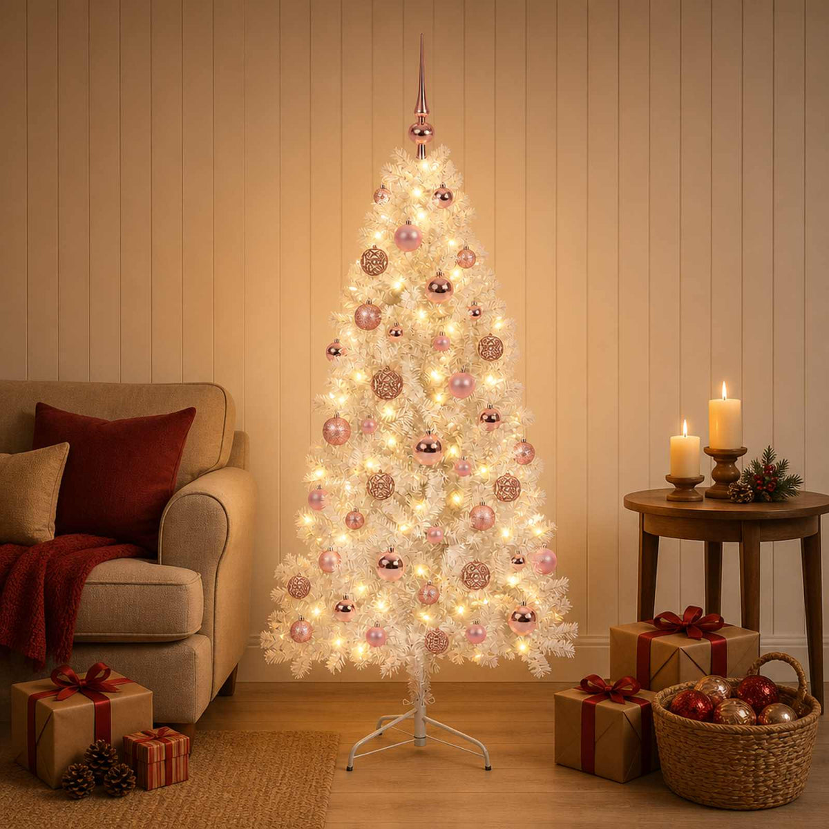 vidaXL Artificial Hinged Christmas Tree 150 cm 150 LEDs Warm White