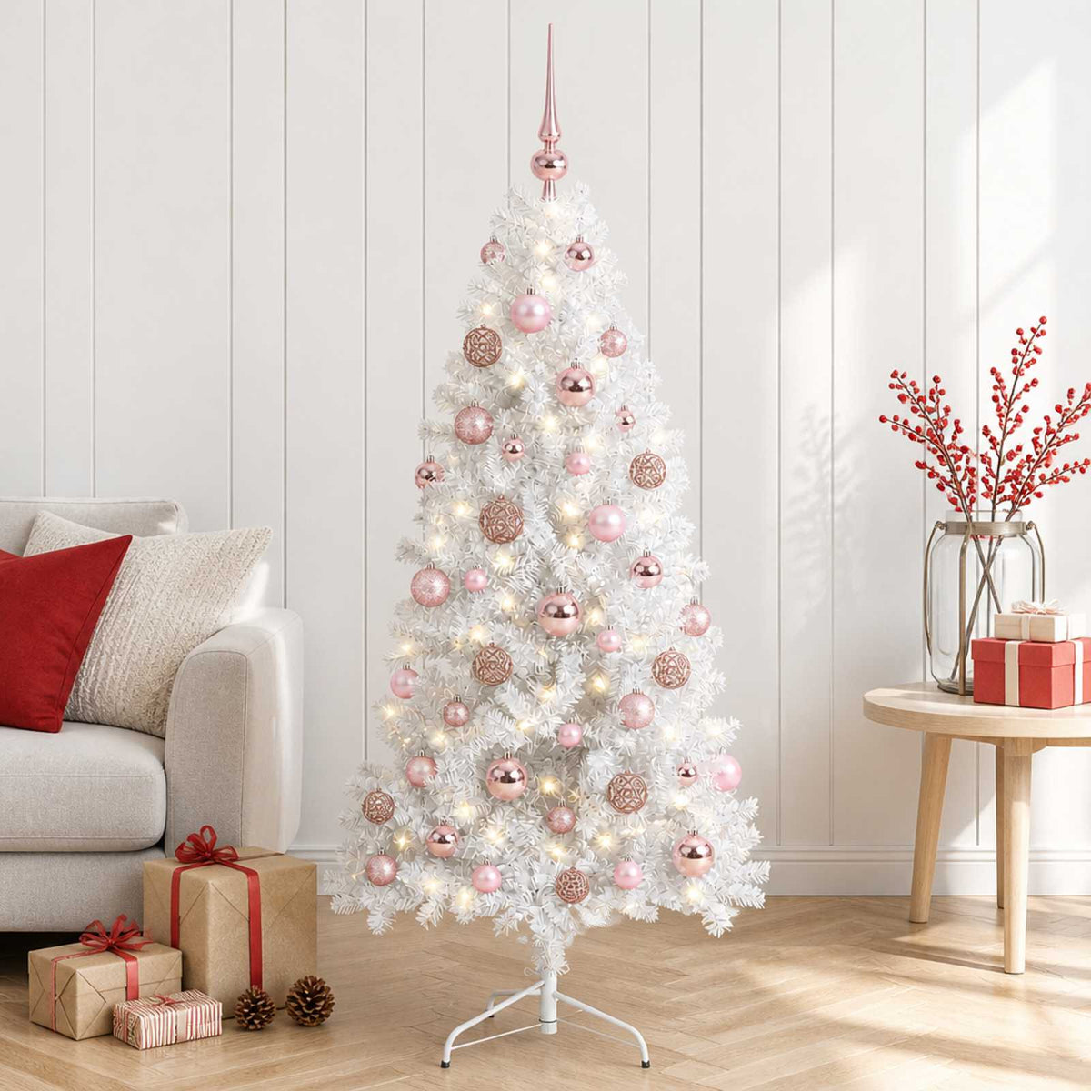 vidaXL Artificial Hinged Christmas Tree 150 cm 150 LEDs Warm White
