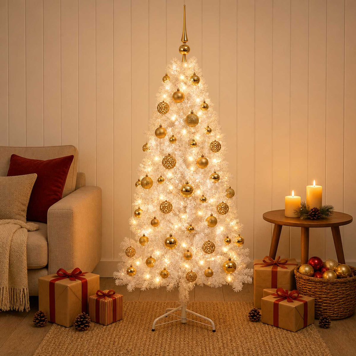 vidaXL Artificial Hinged Christmas Tree 150 cm 150 LEDs Warm White