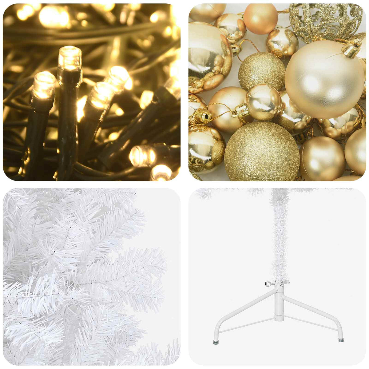 vidaXL Artificial Hinged Christmas Tree 150 cm 150 LEDs Warm White