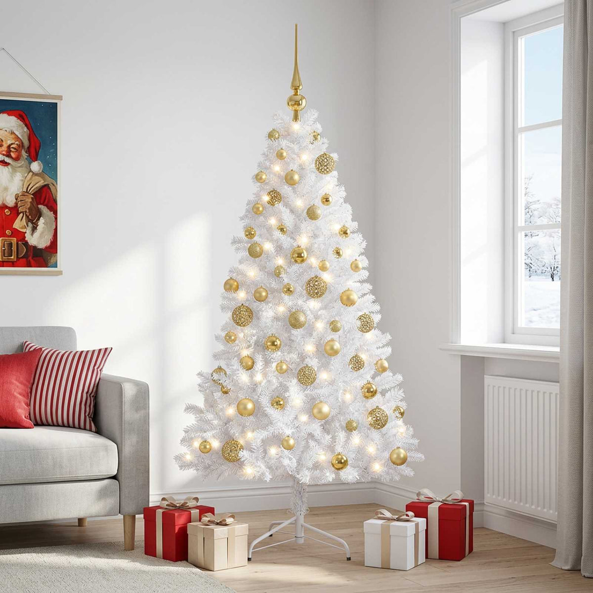 vidaXL Artificial Christmas Tree with Bauble 210 cm 300 LEDs