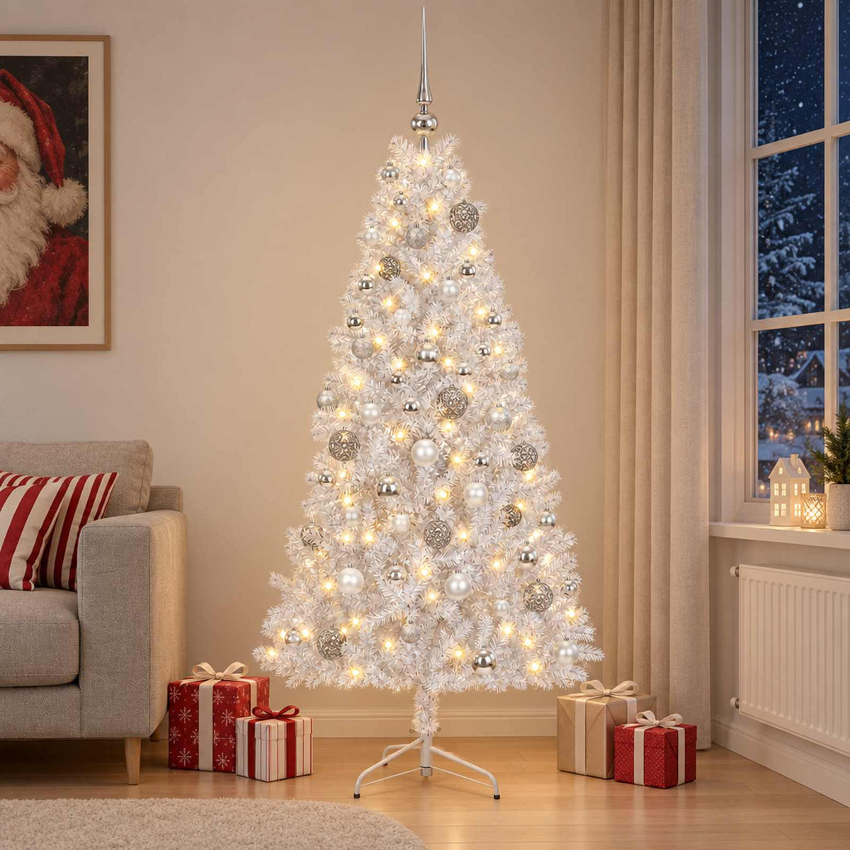 vidaXL Artificial Christmas Tree with Bauble 180 cm 300 LEDs