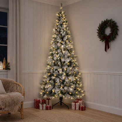 vidaXL Artificial Hinged Christmas Tree 210 cm 300 LEDs Warm White