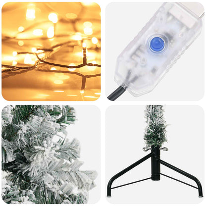vidaXL Artificial Hinged Christmas Tree 210 cm 300 LEDs Warm White