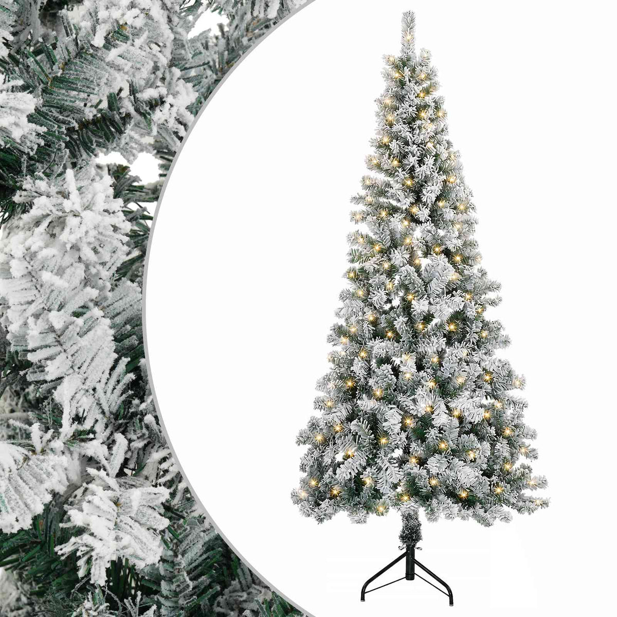 vidaXL Artificial Hinged Christmas Tree 210 cm 300 LEDs Warm White