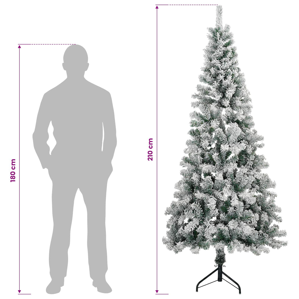 vidaXL Artificial Hinged Christmas Tree 210 cm 300 LEDs Warm White