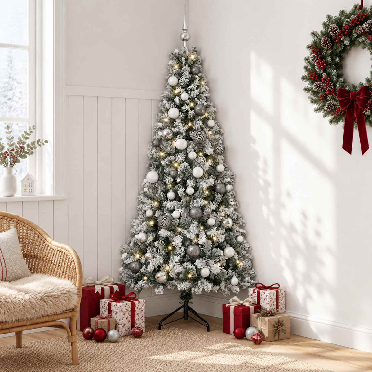 vidaXL Artificial Christmas Tree with Bauble 150 cm 150 LEDs