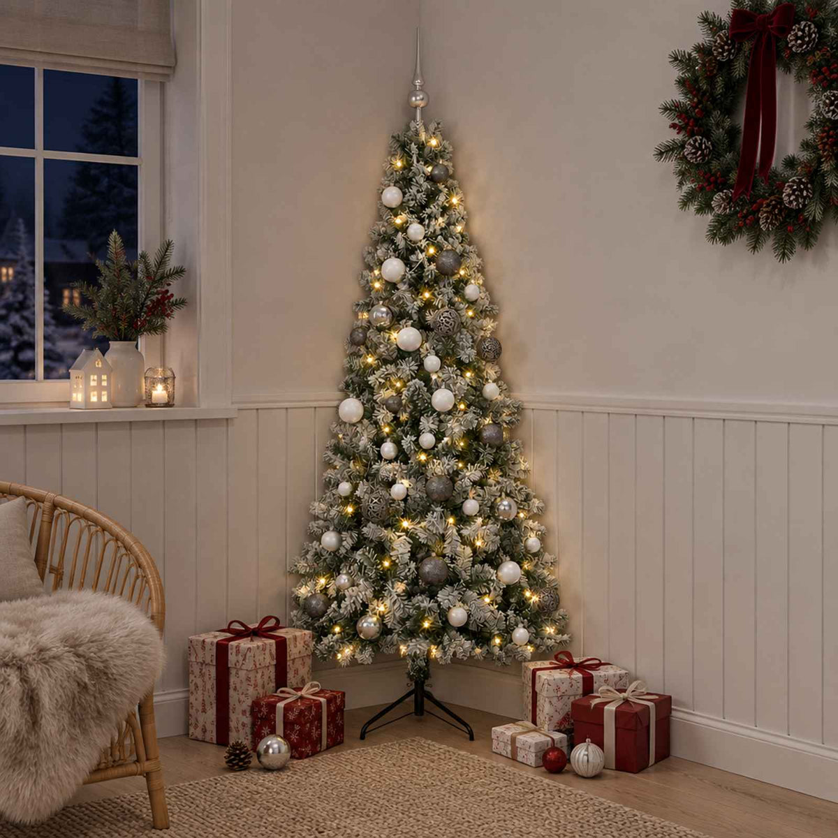 vidaXL Artificial Christmas Tree with Bauble 120 cm 150 LEDs