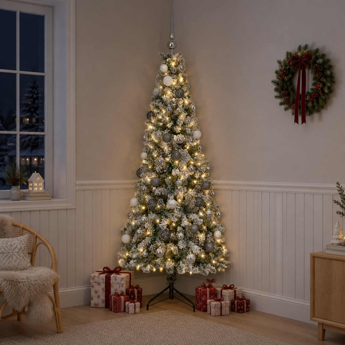 vidaXL Artificial Christmas Tree with Bauble 240 cm 300 LEDs