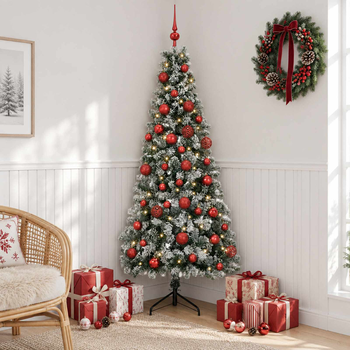 vidaXL Artificial Christmas Tree with Bauble 150 cm 150 LEDs
