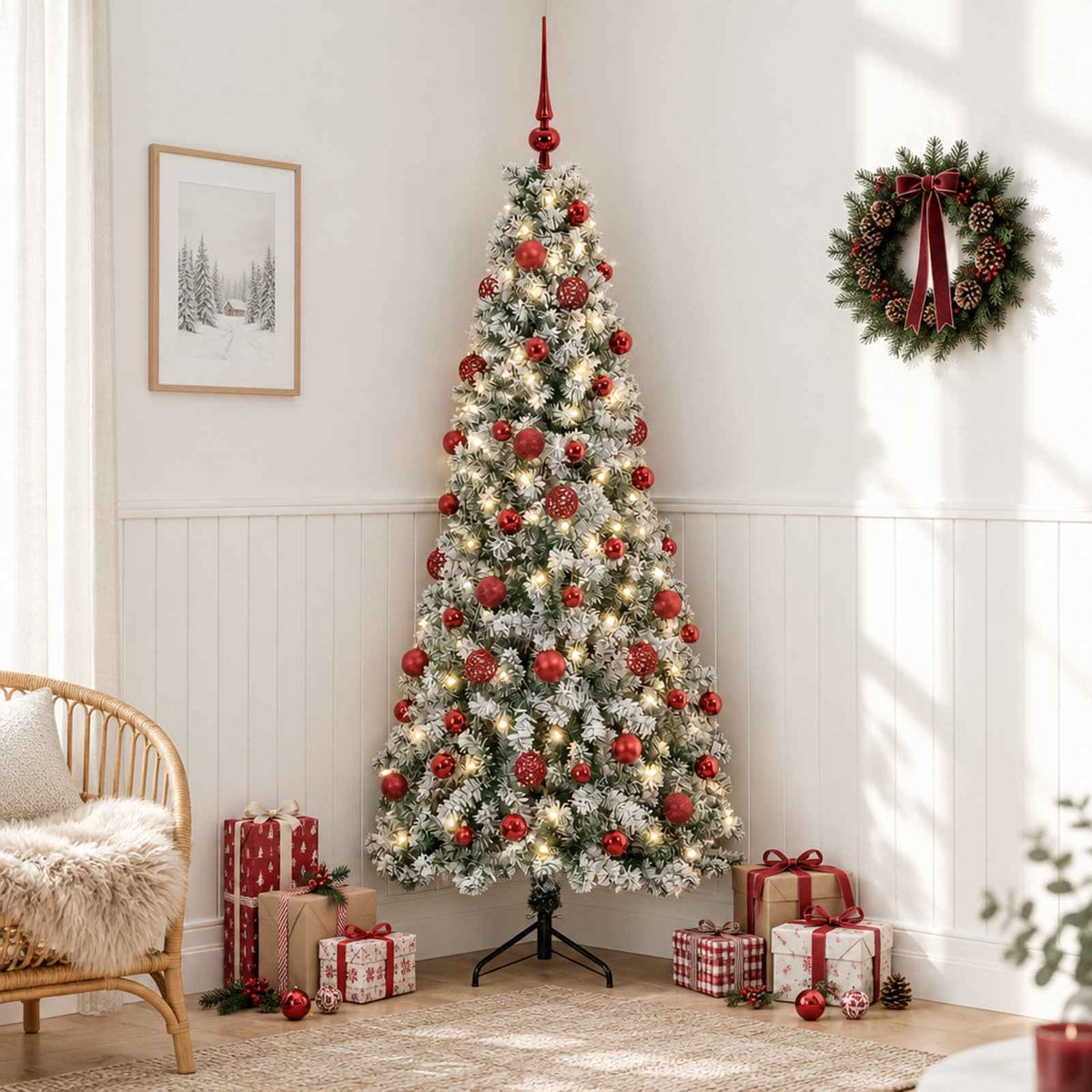 vidaXL Artificial Christmas Tree with Bauble 210 cm 300 LEDs