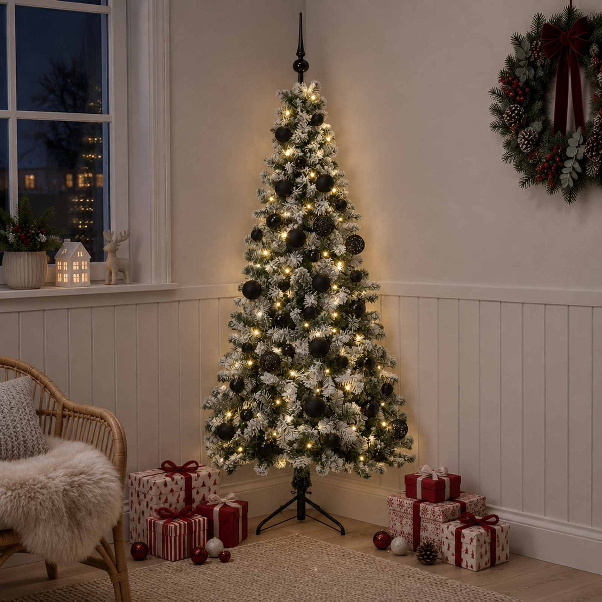 vidaXL Artificial Christmas Tree with Bauble 150 cm 150 LEDs