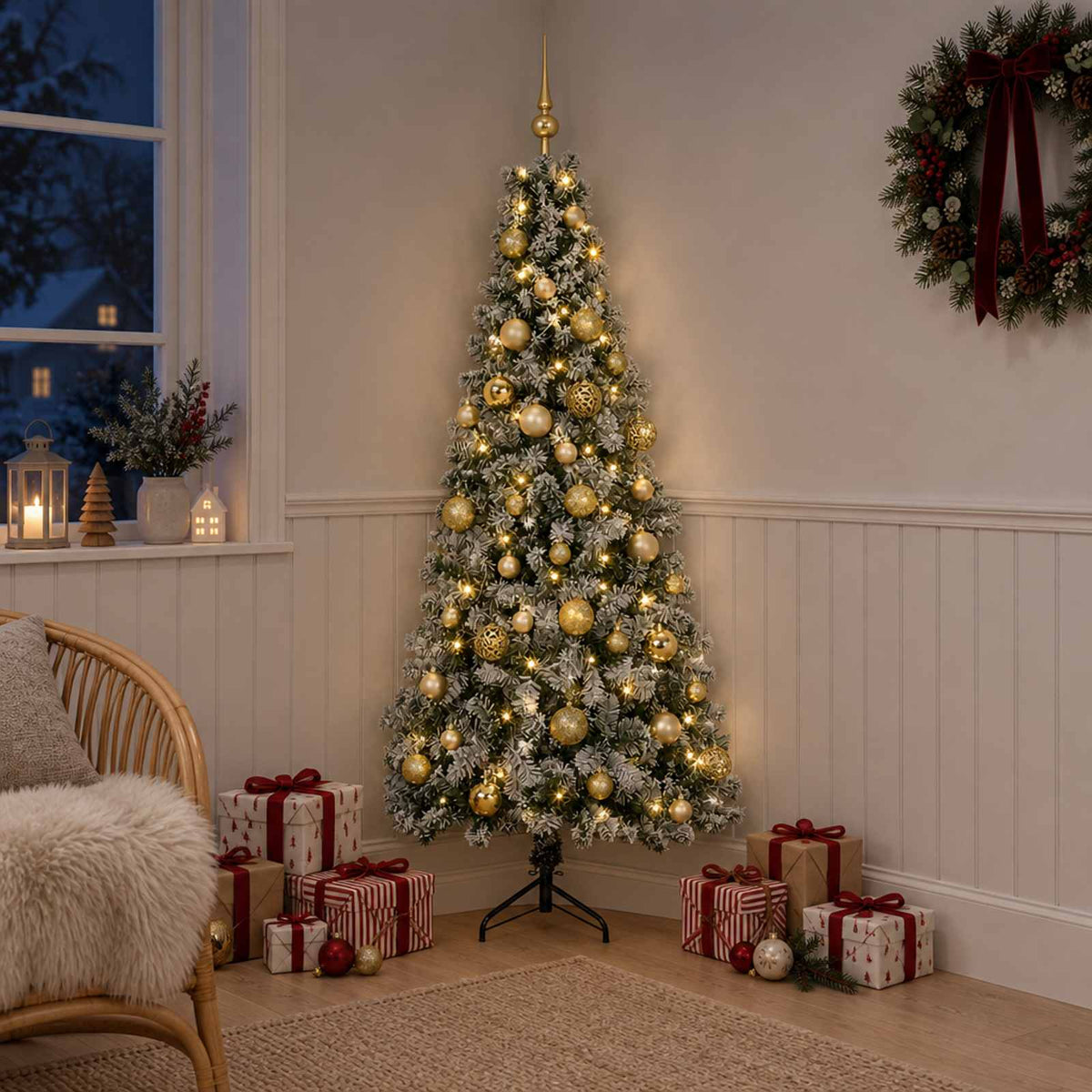 vidaXL Artificial Christmas Tree with Bauble 150 cm 150 LEDs