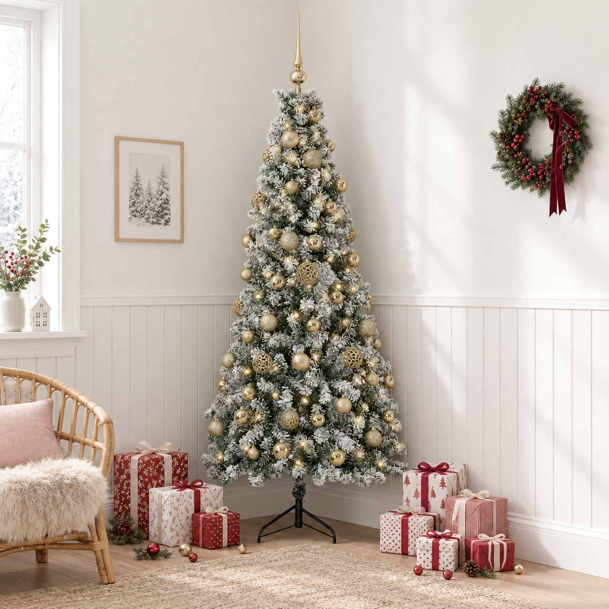 vidaXL Artificial Christmas Tree with Bauble 180 cm 300 LEDs