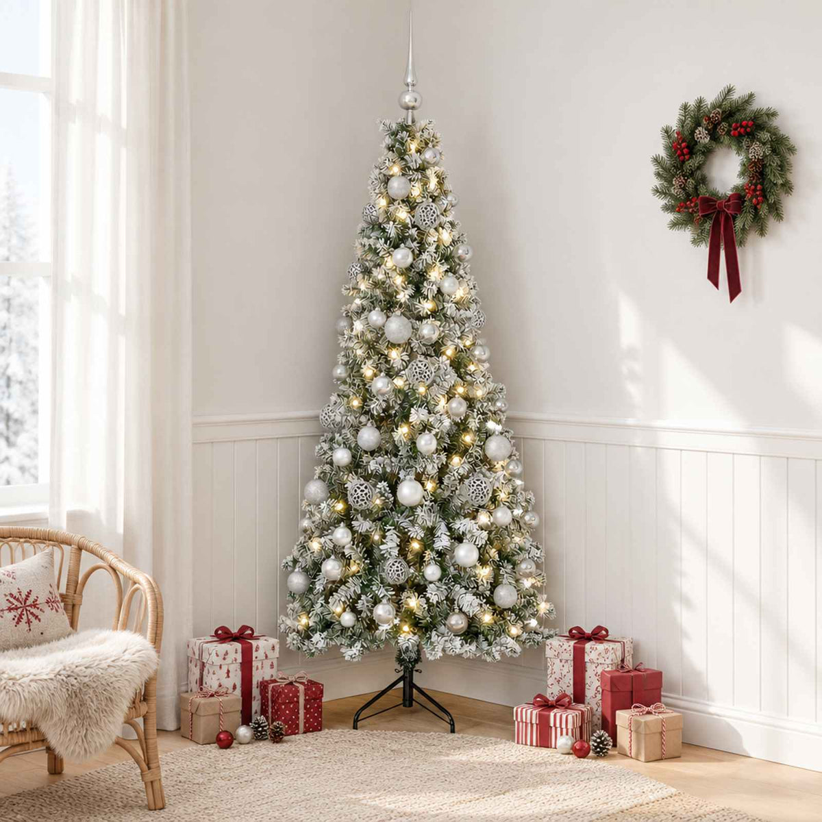 vidaXL Artificial Christmas Tree with Bauble 240 cm 300 LEDs