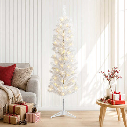 vidaXL Artificial Slim Christmas Tree 150 cm 150 LEDs Warm White
