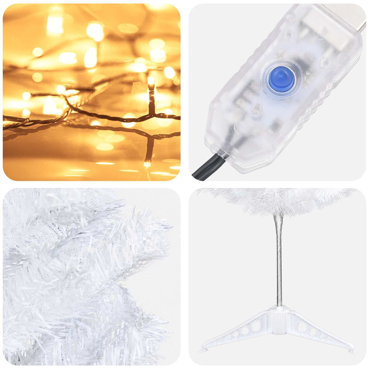 vidaXL Artificial Slim Christmas Tree 150 cm 150 LEDs Warm White