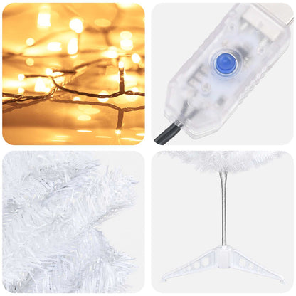 vidaXL Artificial Slim Christmas Tree 150 cm 150 LEDs Warm White
