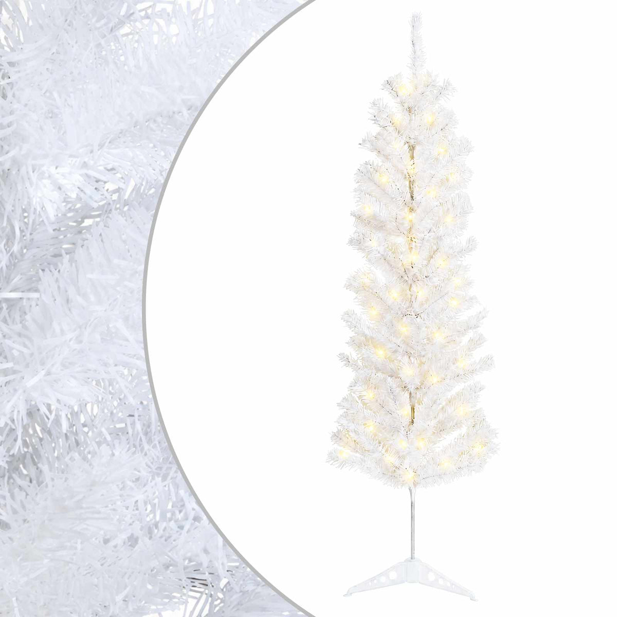 vidaXL Artificial Slim Christmas Tree 150 cm 150 LEDs Warm White