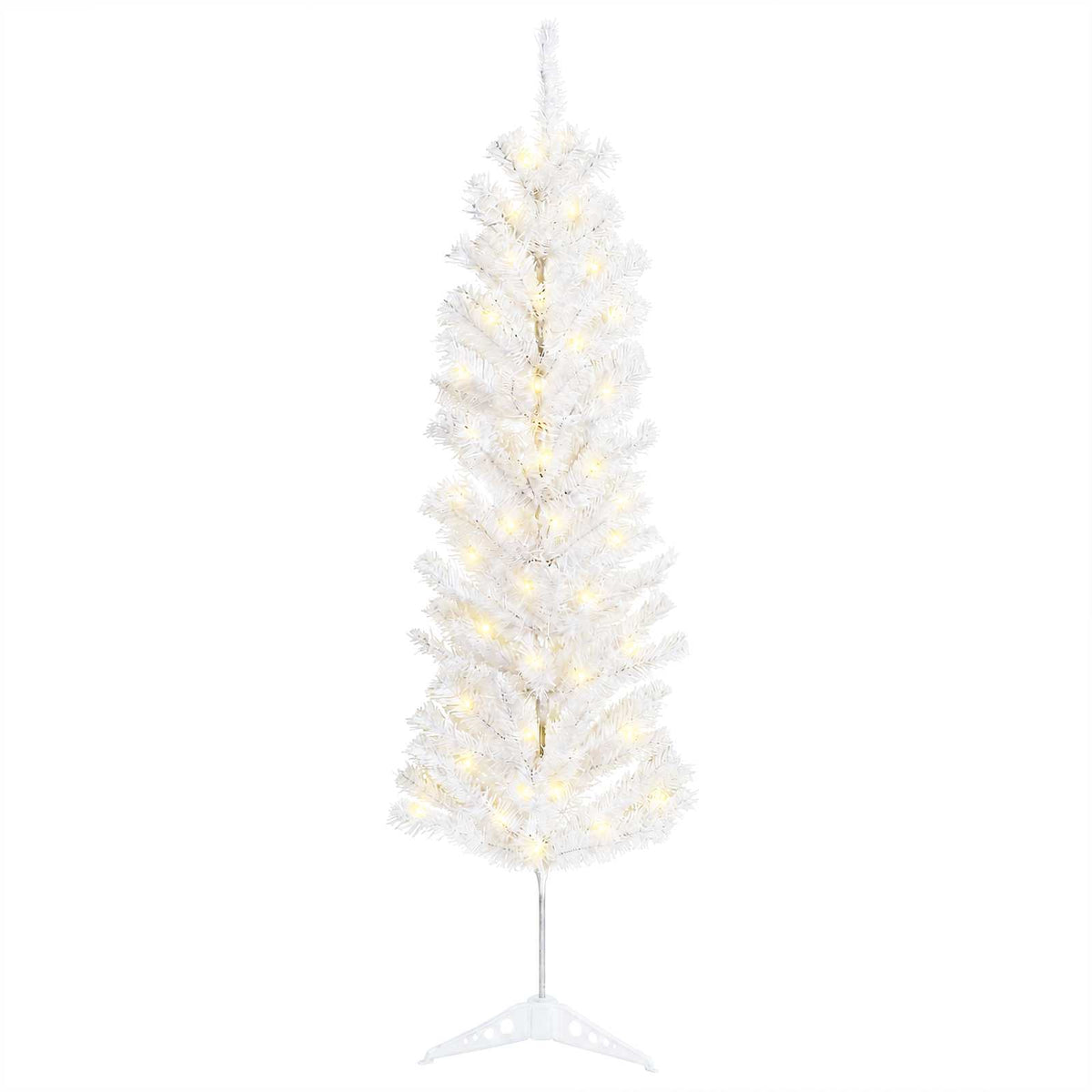vidaXL Artificial Slim Christmas Tree 150 cm 150 LEDs Warm White