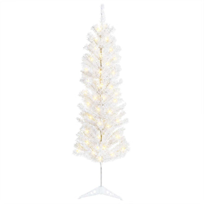 vidaXL Artificial Slim Christmas Tree 150 cm 150 LEDs Warm White