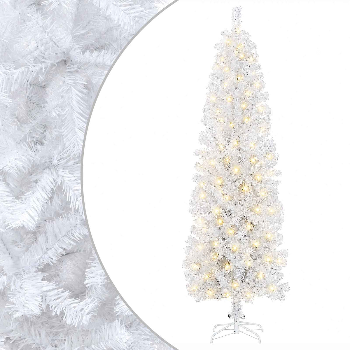 vidaXL Artificial Slim Christmas Tree 180 cm 300 LEDs Warm White