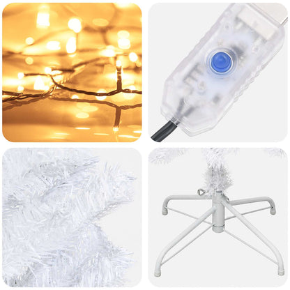 vidaXL Artificial Slim Christmas Tree 210 cm 300 LEDs Warm White