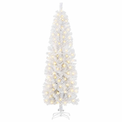 vidaXL Artificial Slim Christmas Tree 210 cm 300 LEDs Warm White