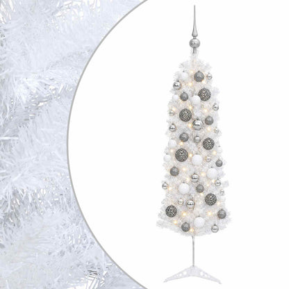 vidaXL Artificial Slim Christmas Tree with Bauble 120 cm 150 LEDs