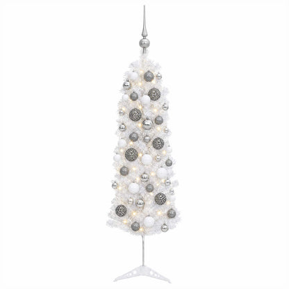 vidaXL Artificial Slim Christmas Tree with Bauble 120 cm 150 LEDs