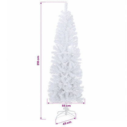 vidaXL Artificial Slim Christmas Tree with Bauble 210 cm 300 LEDs