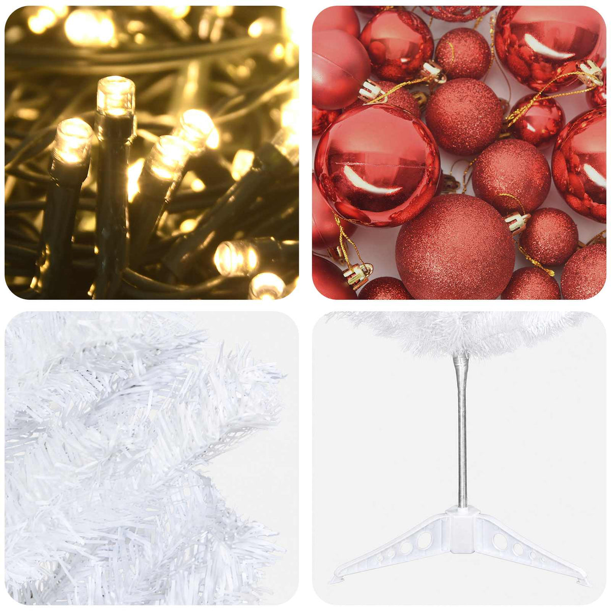 vidaXL Artificial Slim Christmas Tree with Bauble 120 cm 150 LEDs