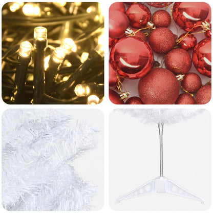 vidaXL Artificial Slim Christmas Tree with Bauble 120 cm 150 LEDs